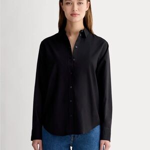 Everlane Silky Cotton Black Button Down Shirt Size 2